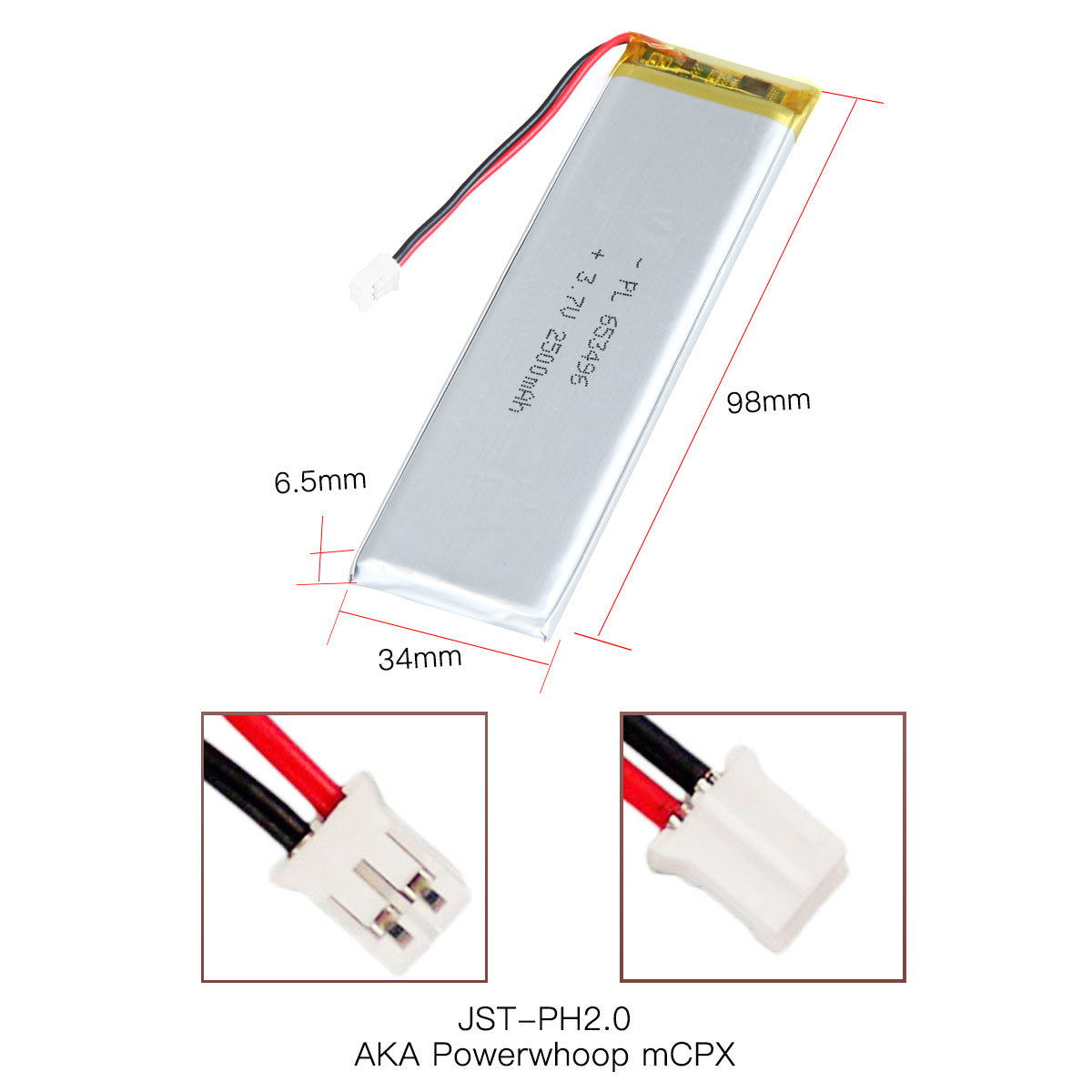 YDL 3.7V 1800mAh 653496 Rechargeable Lithium Polymer Battery