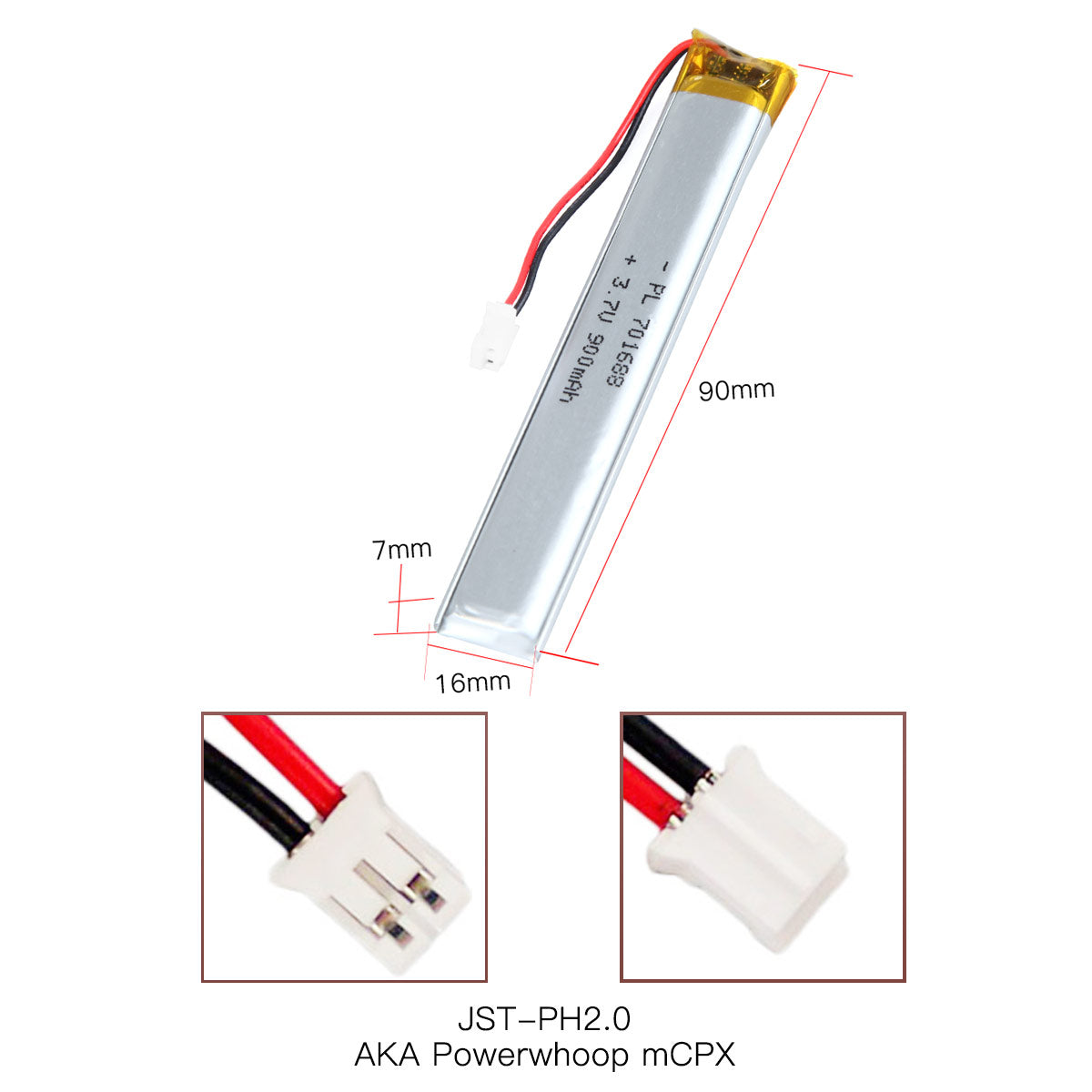 YDL 3.7V 900mAh 701688 Rechargeable Lithium Polymer Battery
