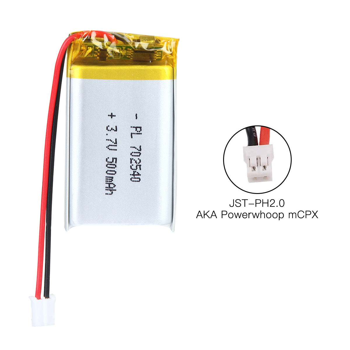 YDL 3.7V 500mAh 702540 Rechargeable Lithium Polymer Battery Length 42mm