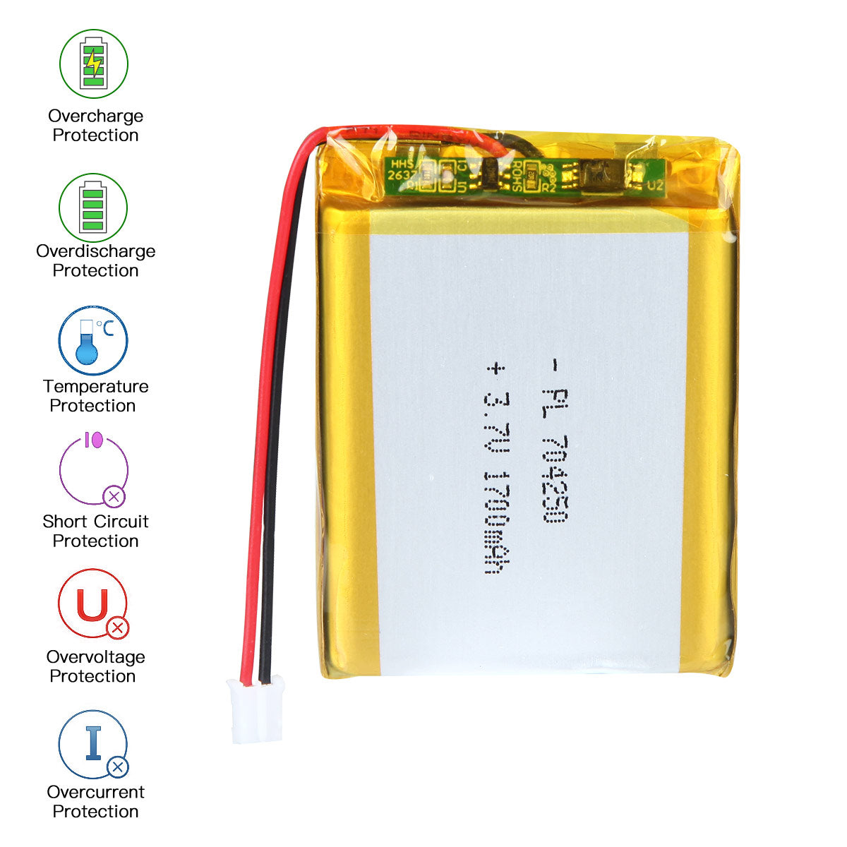 YDL 3.7V 1700mAh 704250 Lithium Polymer Battery Rechargeable Lithium Polymer ion Battery Pack