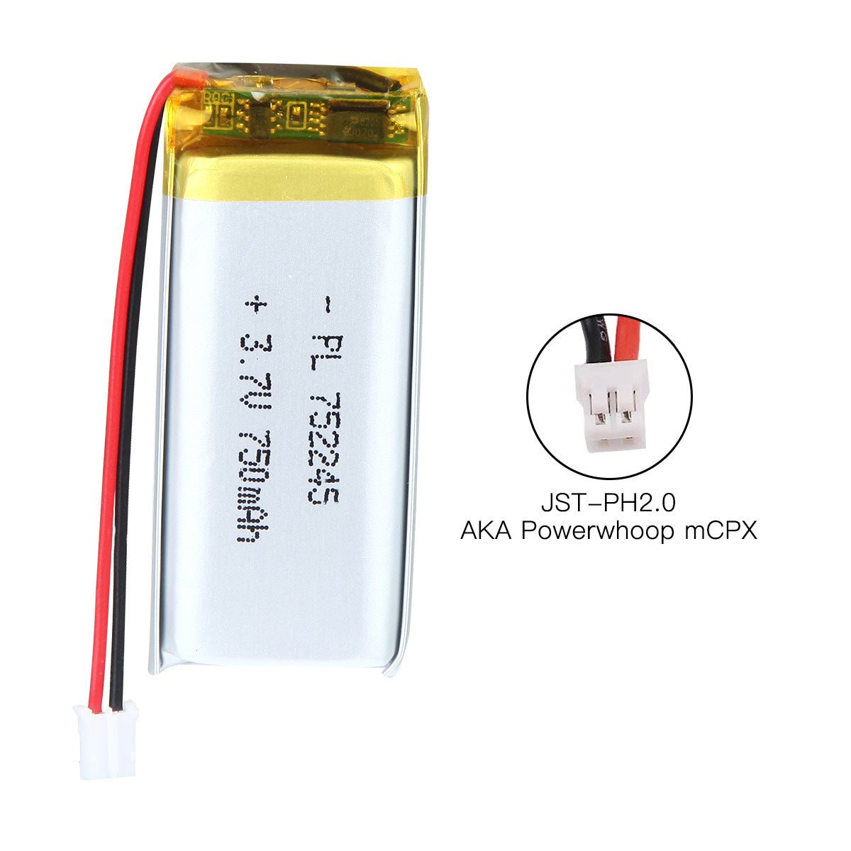 YDL 3.7V 750mAh 752245 Rechargeable Lipo Battery with JST Connector - YDL Battery