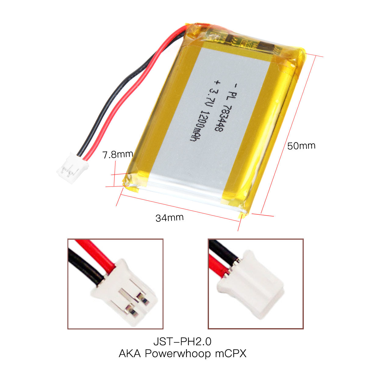 YDL 3.7V 1200mAh 783448 Rechargeable Polymer Lithium-Ion Battery