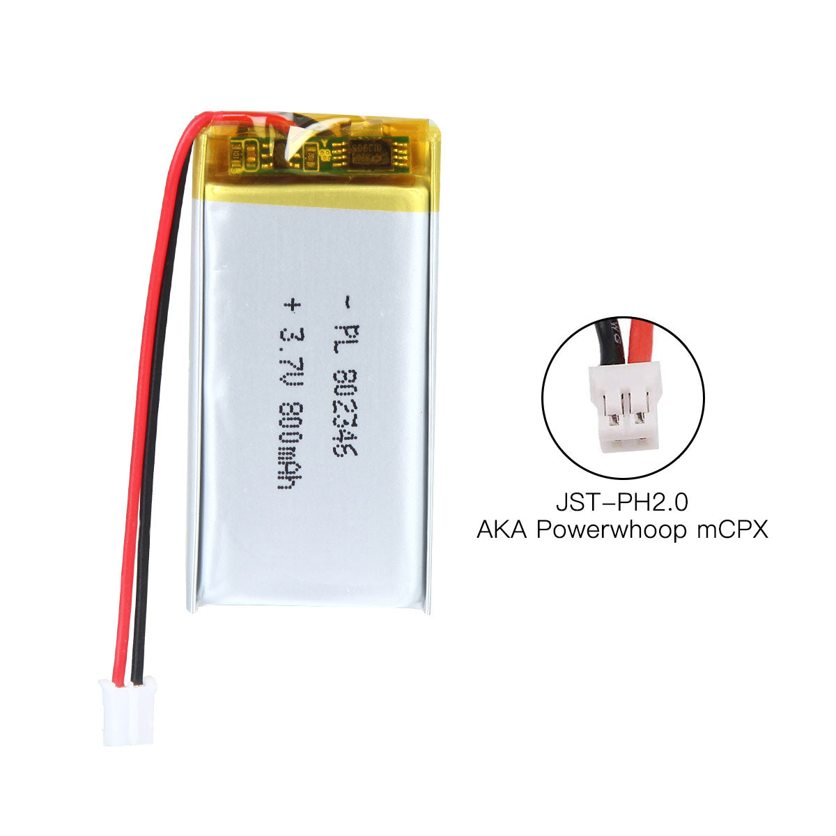 YDL 3.7V 800mAh 802346 Rechargeable Lipo Battery with JST Connector - YDL Battery