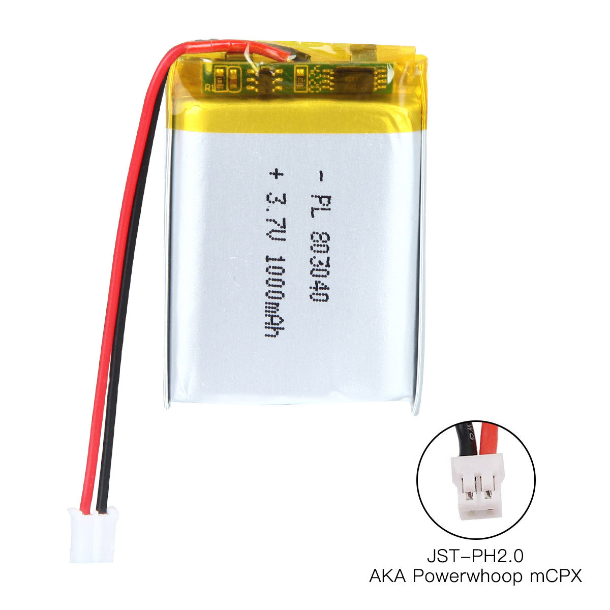 3.7V 1000mAh 803040 Rechargeable Lithium Polymer Battery Length