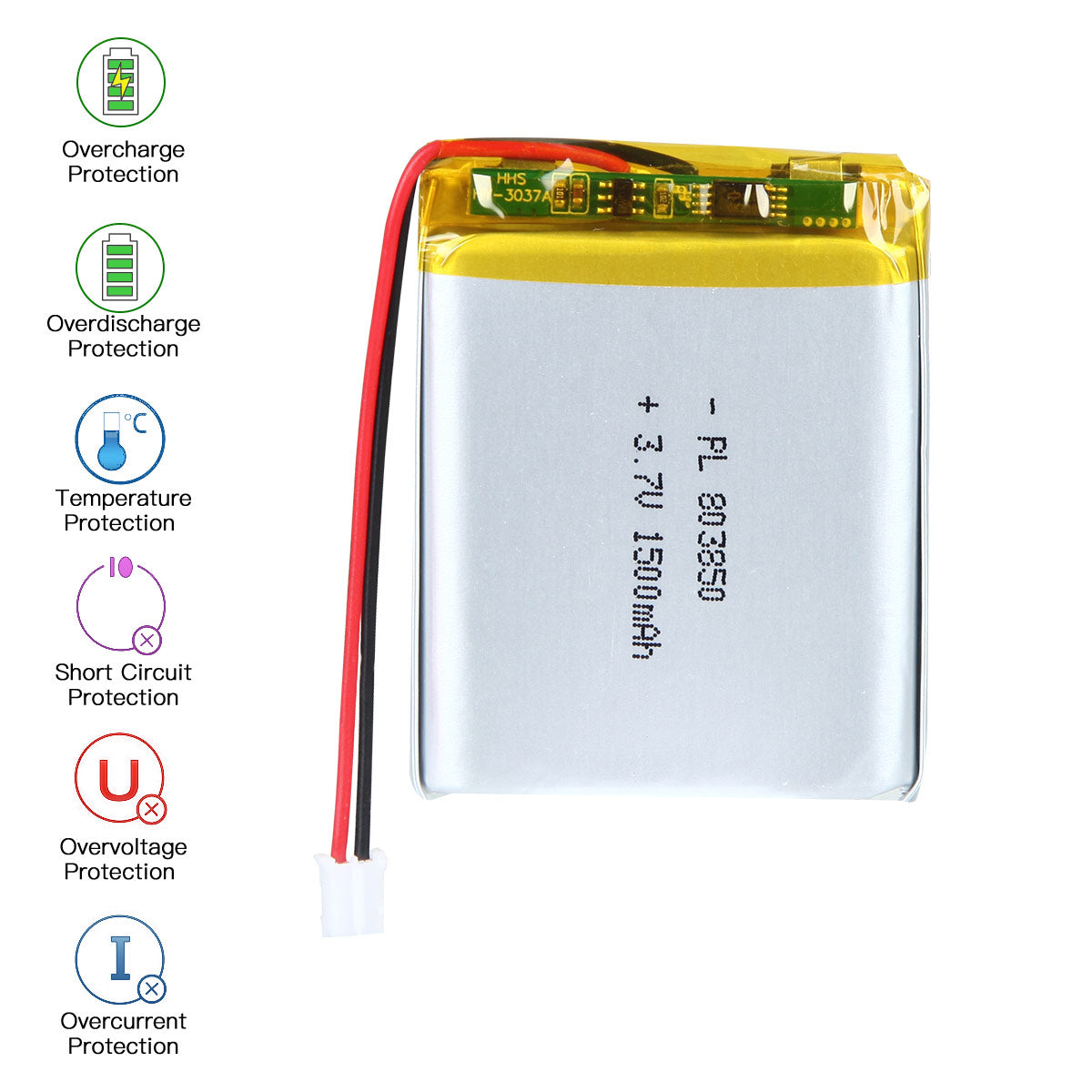 YDL 3.7V 1500mAh 803850 Rechargeable Lithium Polymer Battery