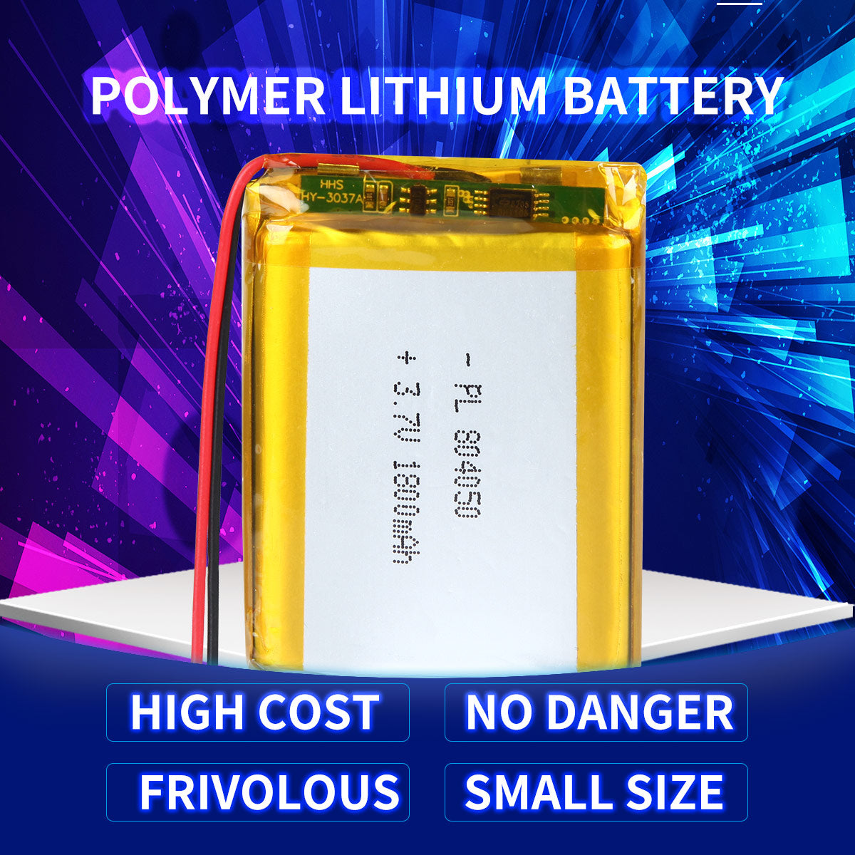 3.7V 2000mAh 804050 Batterie Lithium Polymère Rechargeable Longueur 52mm