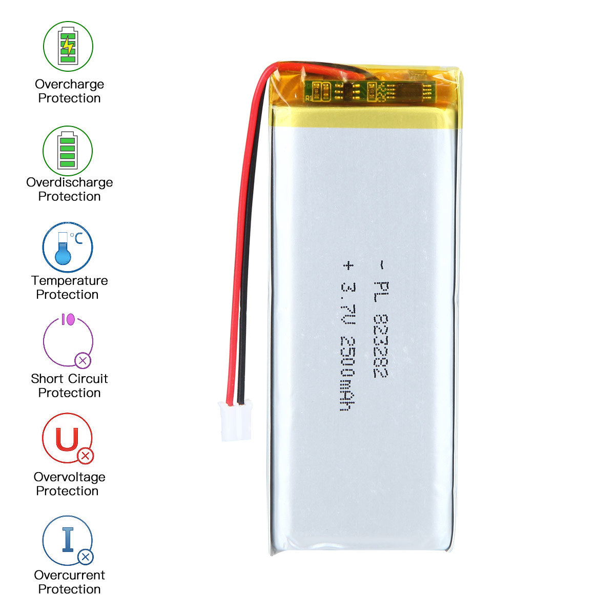 YDL 3.7V 2500mAh 823282 Rechargeable Lithium  Polymer Battery