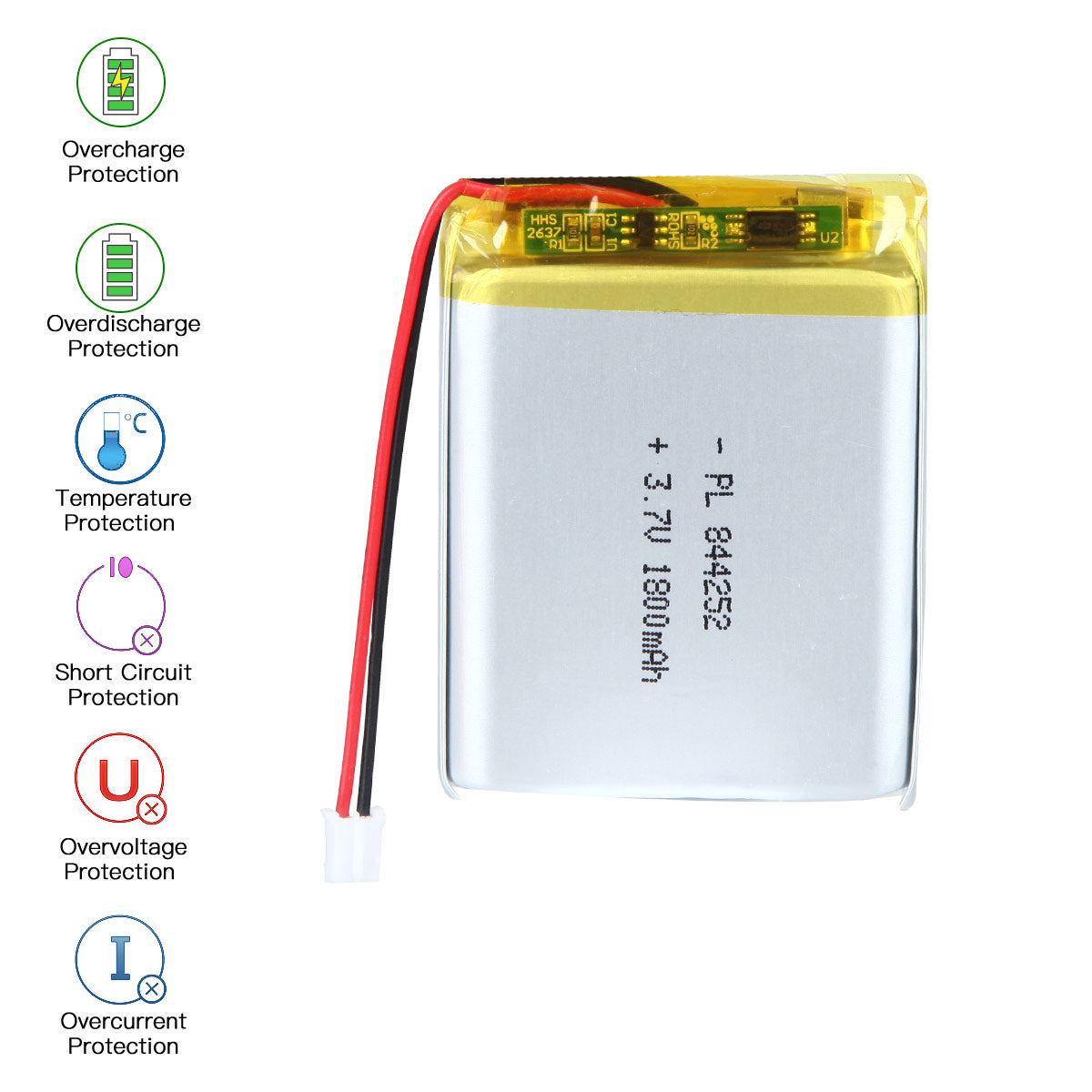 YDL 3.7V 1800mAh 844252 Rechargeable Lithium Polymer Battery