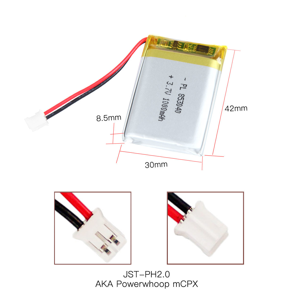 YDL 3.7V 1000mAh 853040 Rechargeable Polymer Lithium-Ion Battery