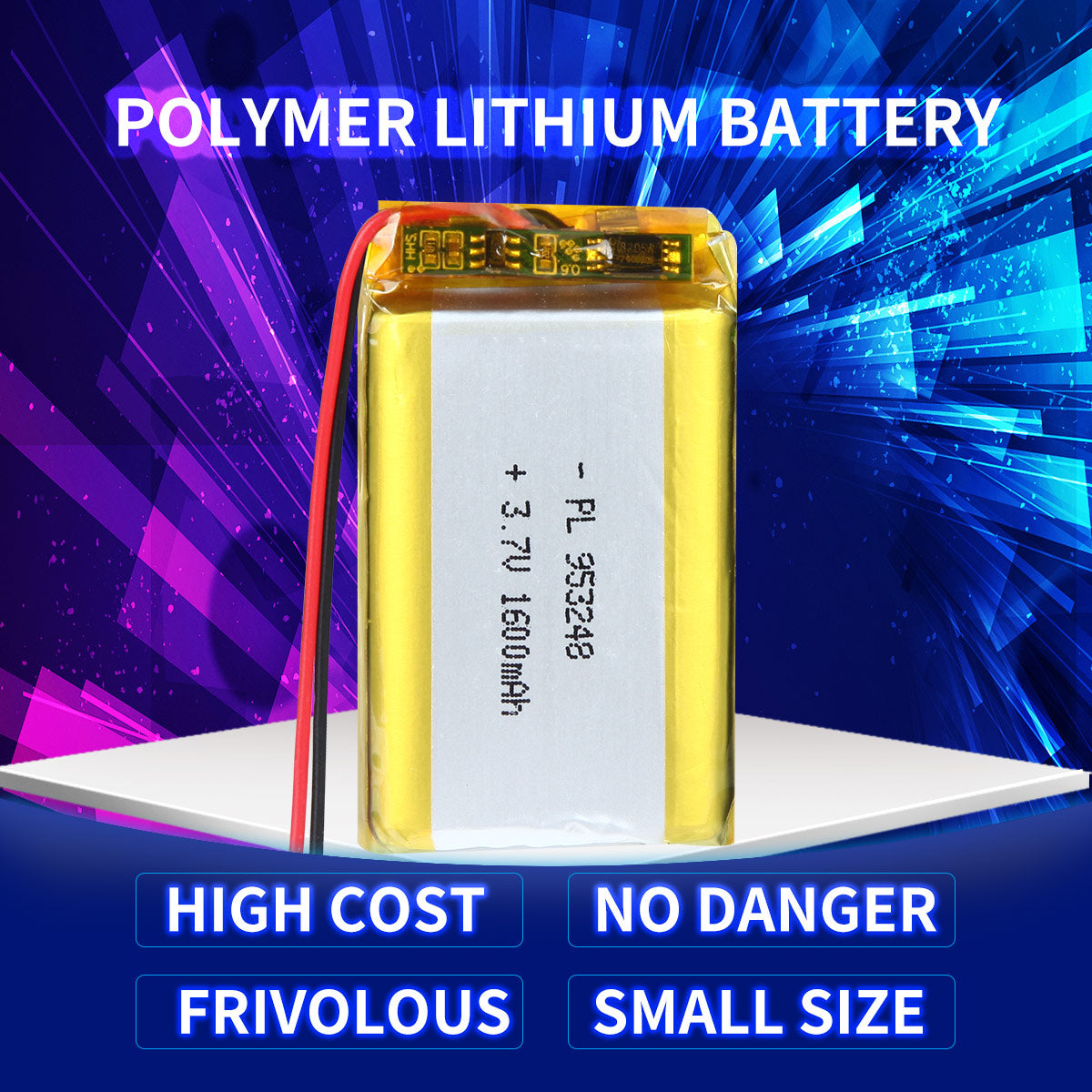 YDL 3.7V 1600mAh 953248 Batterie Lithium Polymère Rechargeable Longueur 50mm