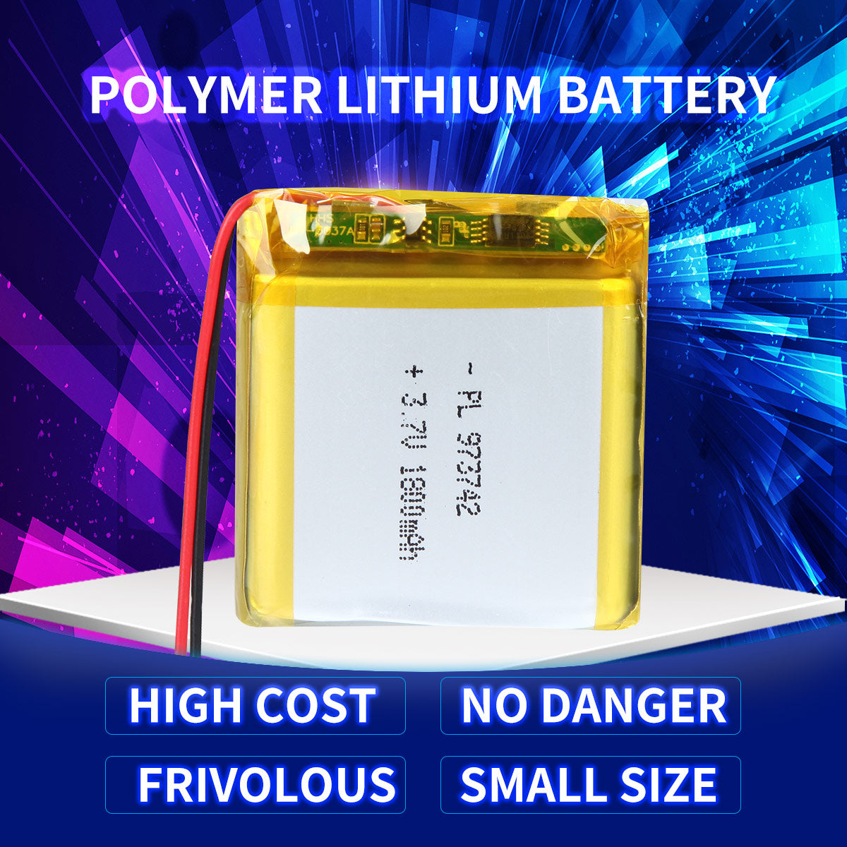 YDL 3.7V 1800mAh 973742 Batterie Lithium Polymère Rechargeable Longueur 44mm